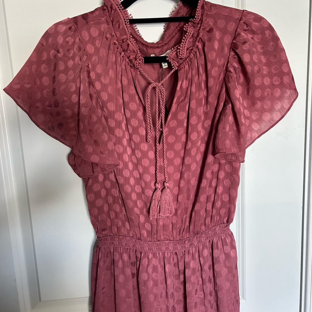 Shiny Dot Jacquard Flutter Sleeve Dress - Picture 3 of 3